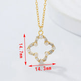 Sterling Silver Four Leaf Grass Necklace with Zircon