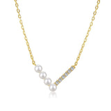 S925 Sterling Silver Necklace Pearl Collar Chain Jewelry