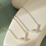 S925 Sterling Silver Necklace Pearl Collar Chain Jewelry