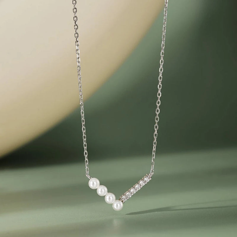 S925 Sterling Silver Necklace Pearl Collar Chain Jewelry