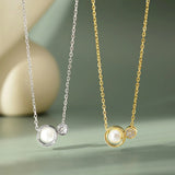 S925 Sterling Silver Pearl Zircon Necklace for Women