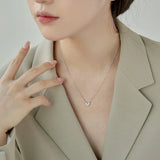 S925 Silver Pink Heart Necklace with Zircon Jewelry for Women