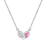 S925 Silver Pink Heart Necklace with Zircon Jewelry for Women