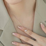 S925 Silver Pink Heart Necklace with Zircon Jewelry for Women