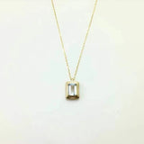 925 Silver Rectangle Necklace with Diamond Pendant for Women
