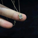 925 Silver Rectangle Necklace with Diamond Pendant for Women
