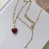 S925 Sterling Silver Red Heart Necklace Pendant Jewelry