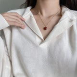 S925 Sterling Silver Red Heart Necklace Pendant Jewelry
