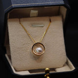 S925 Sterling Silver Necklace Round Pearl Pendant