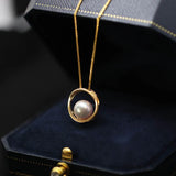S925 Sterling Silver Necklace Round Pearl Pendant