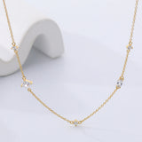 S925 Sterling Silver Geometric Necklace with Zircon, Party Gift for Girls