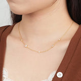 S925 Sterling Silver Geometric Necklace with Zircon, Party Gift for Girls