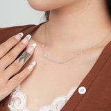 S925 Sterling Silver Geometric Necklace with Zircon, Party Gift for Girls