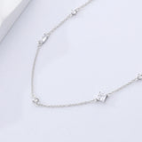 S925 Sterling Silver Geometric Necklace with Zircon, Party Gift for Girls
