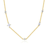 S925 Sterling Silver Geometric Necklace with Zircon, Party Gift for Girls