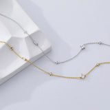 S925 Sterling Silver Geometric Necklace with Zircon, Party Gift for Girls