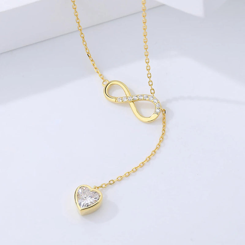 S925 Sterling Silver Tassels Heart Necklace for Women