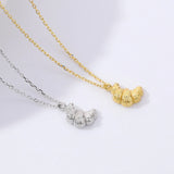 S925 Sterling Silver Croissant Necklace Vintage Female Jewelry