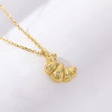 S925 Sterling Silver Croissant Necklace Vintage Female Jewelry