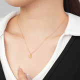 S925 Sterling Silver Croissant Necklace Vintage Female Jewelry