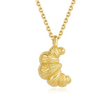 S925 Sterling Silver Croissant Necklace Vintage Female Jewelry
