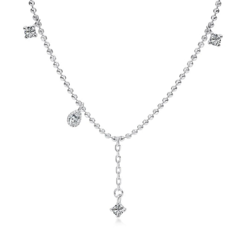 S925 Sterling Silver Ball Charm Necklace Zircon Jewelry Gift