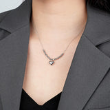 S925 Sterling Silver Necklace Bamboo Heart Chain Female Jewelry