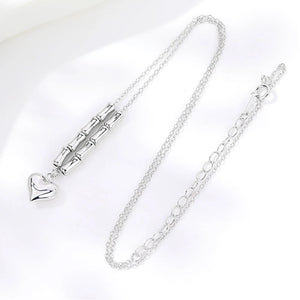 S925 Sterling Silver Necklace Bamboo Heart Chain Female Jewelry
