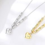 S925 Sterling Silver Necklace Bamboo Heart Chain Female Jewelry