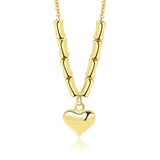S925 Sterling Silver Necklace Bamboo Heart Chain Female Jewelry