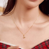 S925 Silver Christmas Tree Necklace with Zircon, Holiday Gift