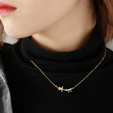 S925 Sterling Silver Colorful Zircon Necklace for Women