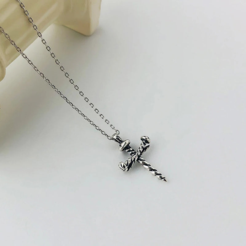 S925 Cross Necklace Women's Collar Chain Retro Jewelry Girl Gift Party