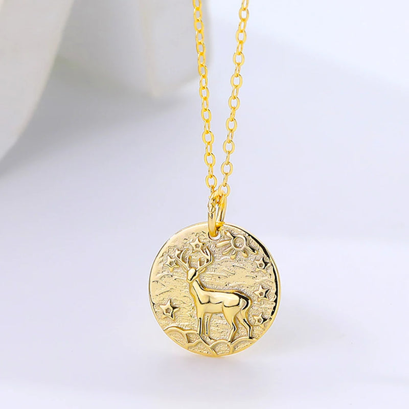S925 Sterling Silver Elk Necklace for Women