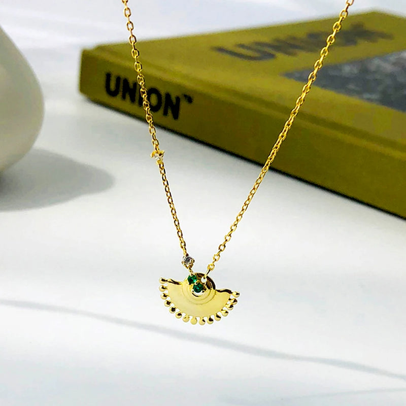 WPB S925 Sterling Silver Necklace Women's Fan Small Skirt Necklace