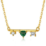 Heart Emerald Necklace Sterling Silver Women's Jewelry