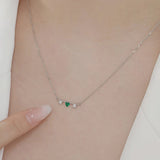 Heart Emerald Necklace Sterling Silver Women's Jewelry