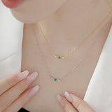 Heart Emerald Necklace Sterling Silver Women's Jewelry
