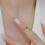 Heart Emerald Necklace Sterling Silver Women's Jewelry