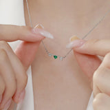 Heart Emerald Necklace Sterling Silver Women's Jewelry