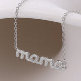 S925 Sterling Silver Mother's mama Necklace Zircon Girl's Gift