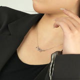 Vintage Hollow Zircon Necklace, Sterling Silver Jewelry