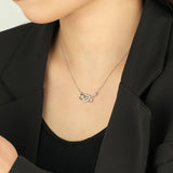 Vintage Hollow Zircon Necklace, Sterling Silver Jewelry