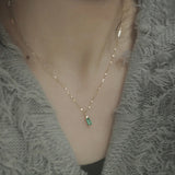 925 Silver Necklace Green Diamond Pendant High Carbon Jewelry