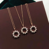 S925 Sterling Silver Zircon Round Pendant Necklace Women Jewelry