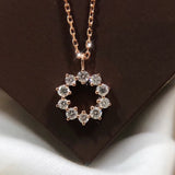 S925 Sterling Silver Zircon Round Pendant Necklace Women Jewelry