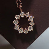 S925 Sterling Silver Zircon Round Pendant Necklace Women Jewelry