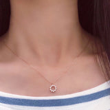 S925 Sterling Silver Zircon Round Pendant Necklace Women Jewelry
