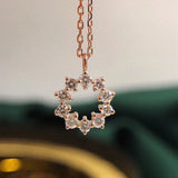 S925 Sterling Silver Zircon Round Pendant Necklace Women Jewelry