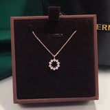 S925 Sterling Silver Zircon Round Pendant Necklace Women Jewelry